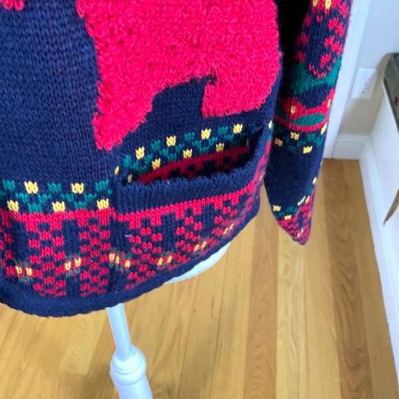 Tally-Ho Cardigan Sweater Dog Fair Isle Navy Multi (~XL, 42”Bust) - Picture 4 of 7